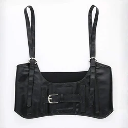2022 Latest Product Vintage Belt Jacket Straps Adjustable Elastic Leather Suspender Black Corset Suspenders
