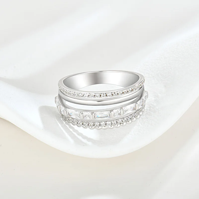 NEW Customized Fashion Jewelry Bijoux White Gold Plating 925 Sterling Silver Stackable Joyeria women mens rings