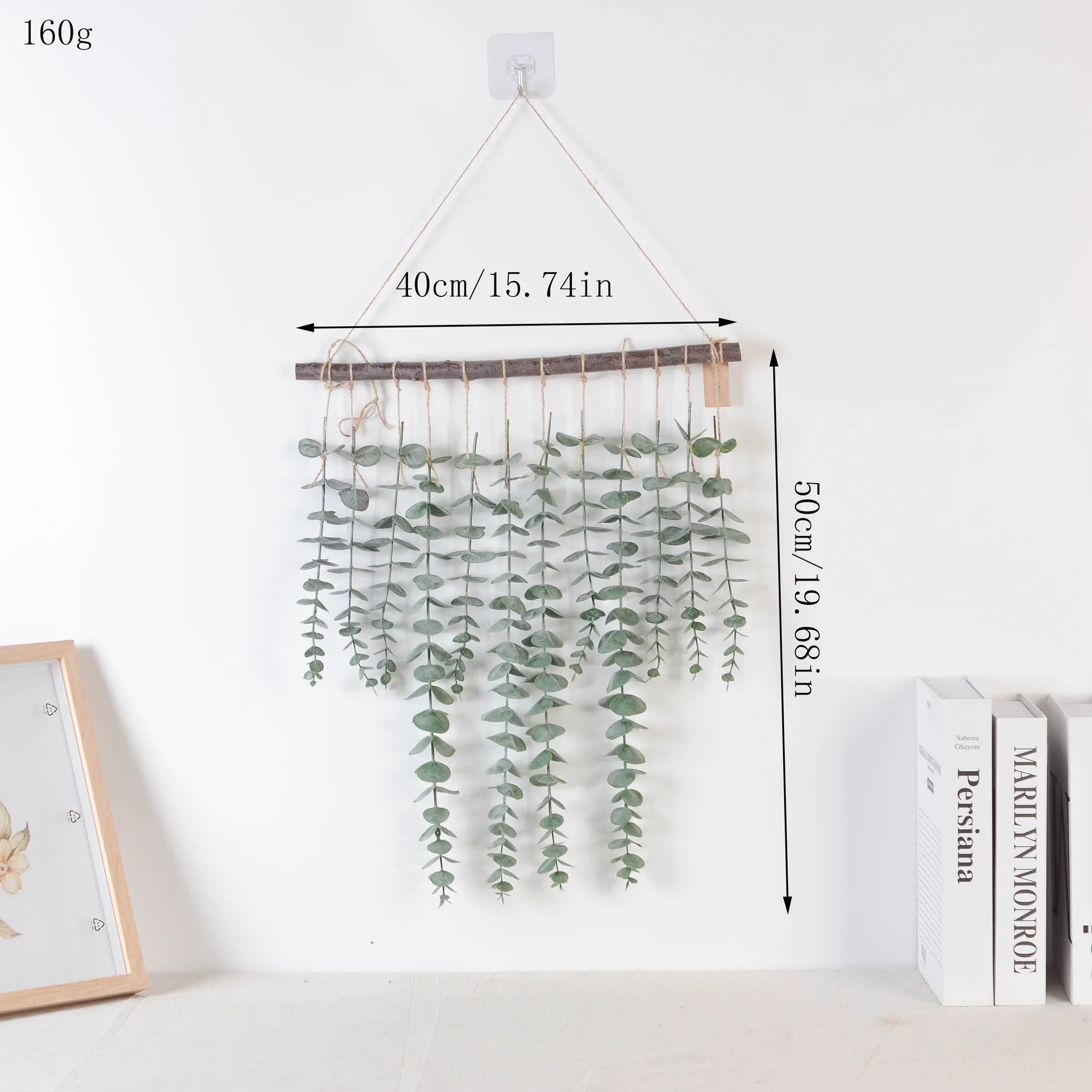 Wall Home Decor Greenery Eucalyptus Vines Hanging Plants with Wooden Stick Artificial Eucalyptus leaves