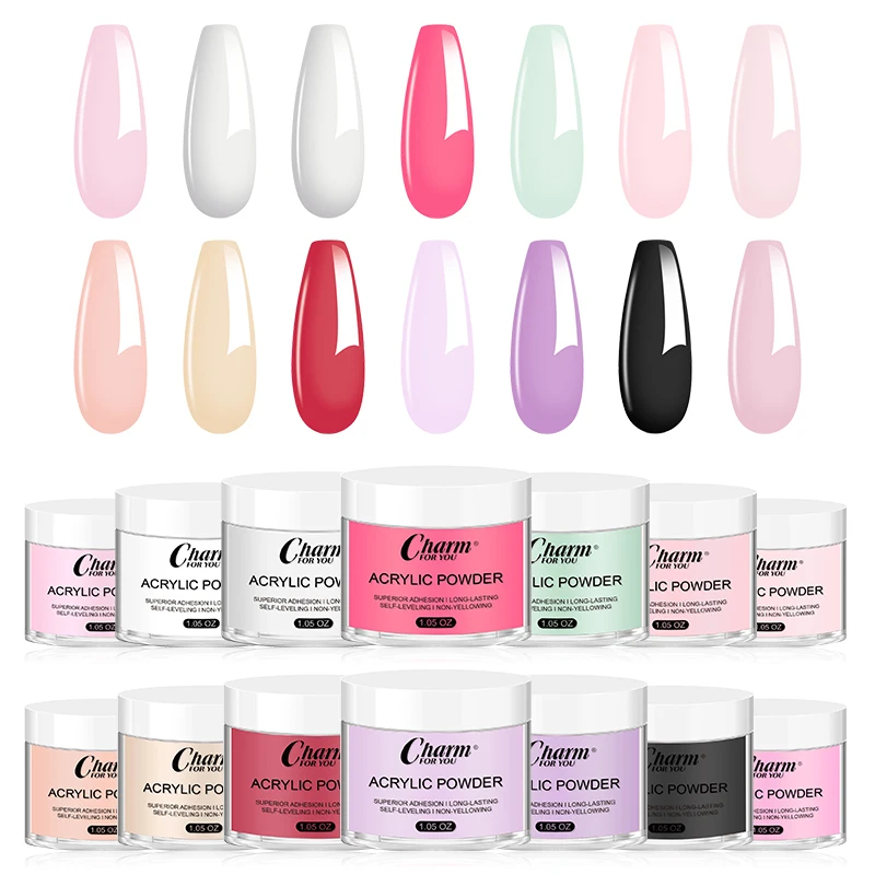 14 Colors 30G Finer Nail Art Dipping Acrylic Powder Wholesale Color Nail Acrylic Powder