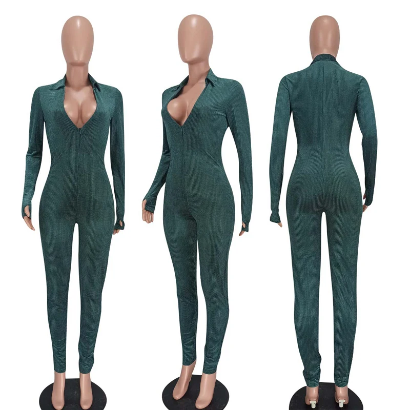 2022 Fall Womens Jumpsuits Hollow Out Bandage Rompers Women One Piece Long Sleeve Velvet Jumpsuit