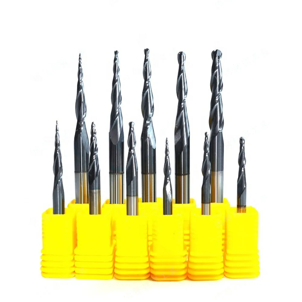 Tapper 2f ball nose end mill for Carving bull nose bits taper milling cutter ball nose taper endmill cnc  ballnose cutters