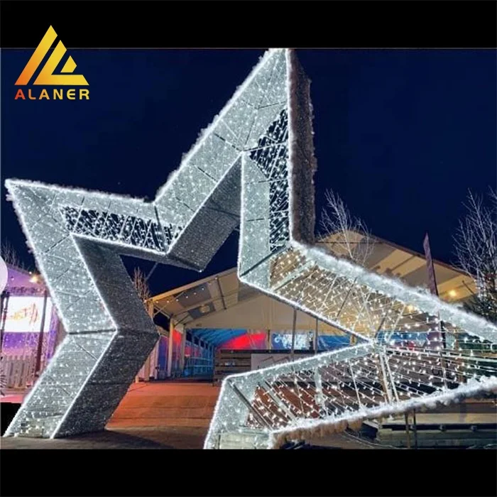 LED Christmas 3D Large stars Light Outdoor Decoration pentagram Street Motif Star String Light