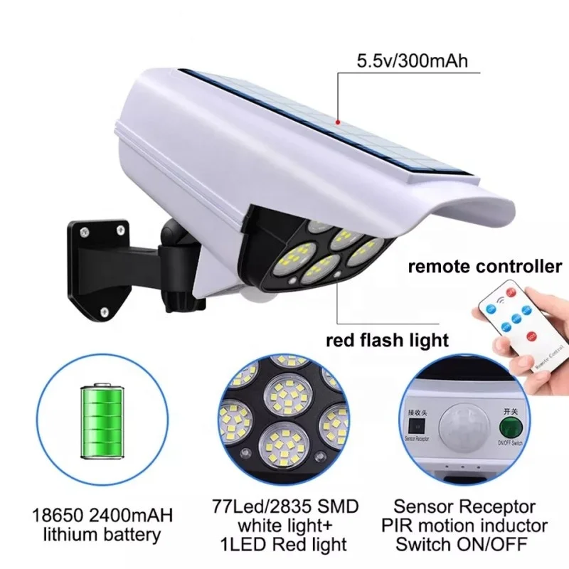 Simulation Surveillance Anti-theft LED Simulation Monitoring Security Lighting Motion Sensor Solar Wall Light