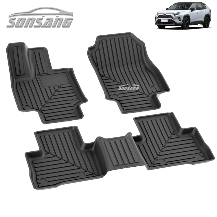 SONSANG Factory High Quality 3D 5D TPE Car Mats for 2019-2024 Toyota RAV4 Floor Mats 2 Row Liner Set Black Car Floor Mats