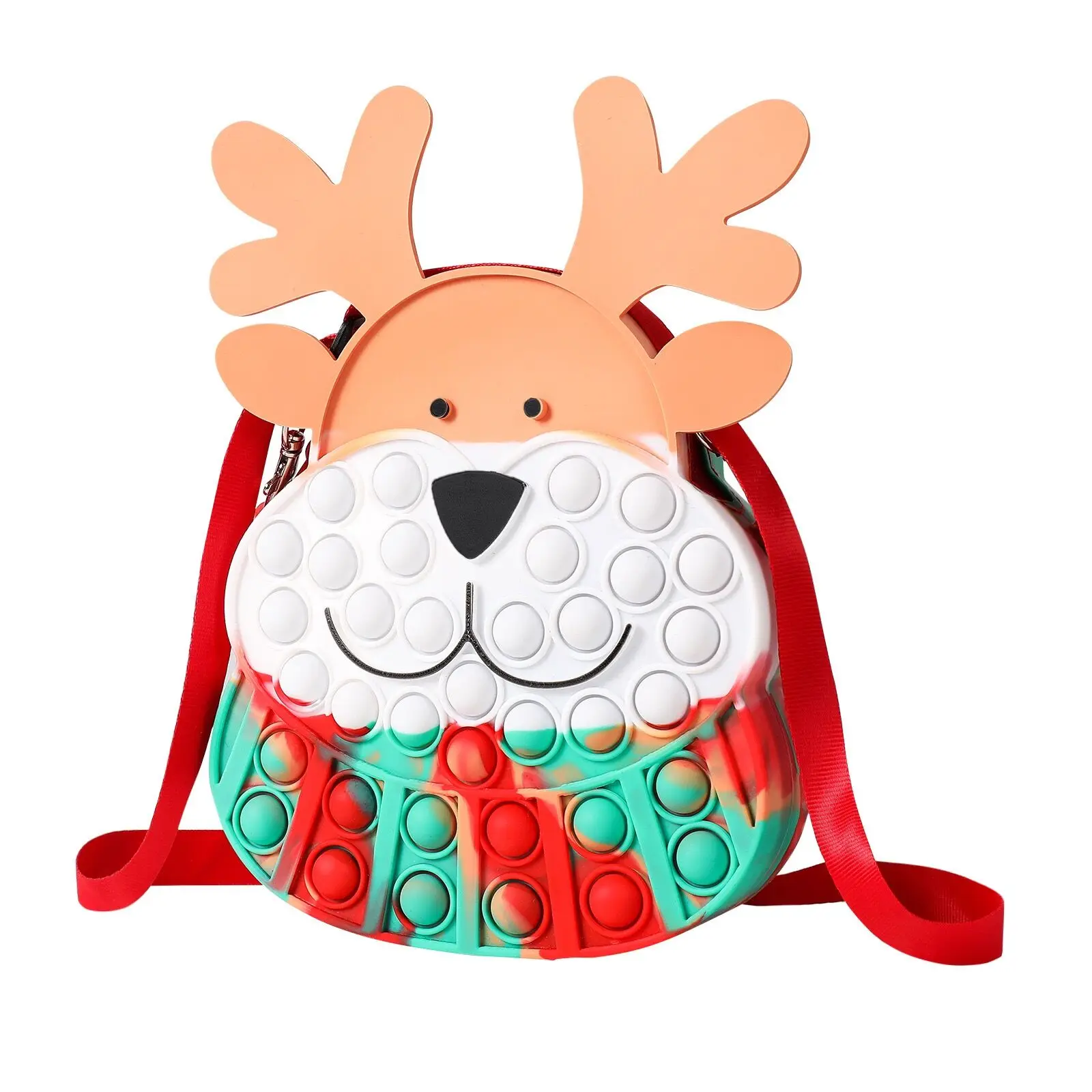 Pop Shoulder Bag Fidget Toys Christmas Pop Purse Candy Bag Stress Relief Anxiety Sensory Fidget Toy Silicone Elk Bag for Girls (1600371903216)
