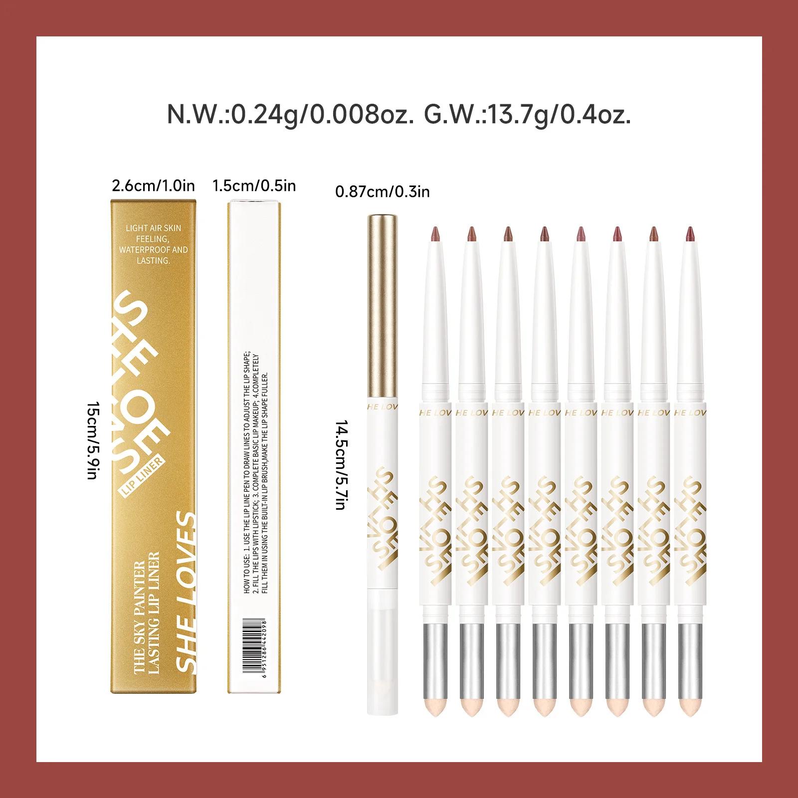 Wholesale creamy lip liner highly pigmented natural Private brand waterproofing lipliner 8 colors lip liner