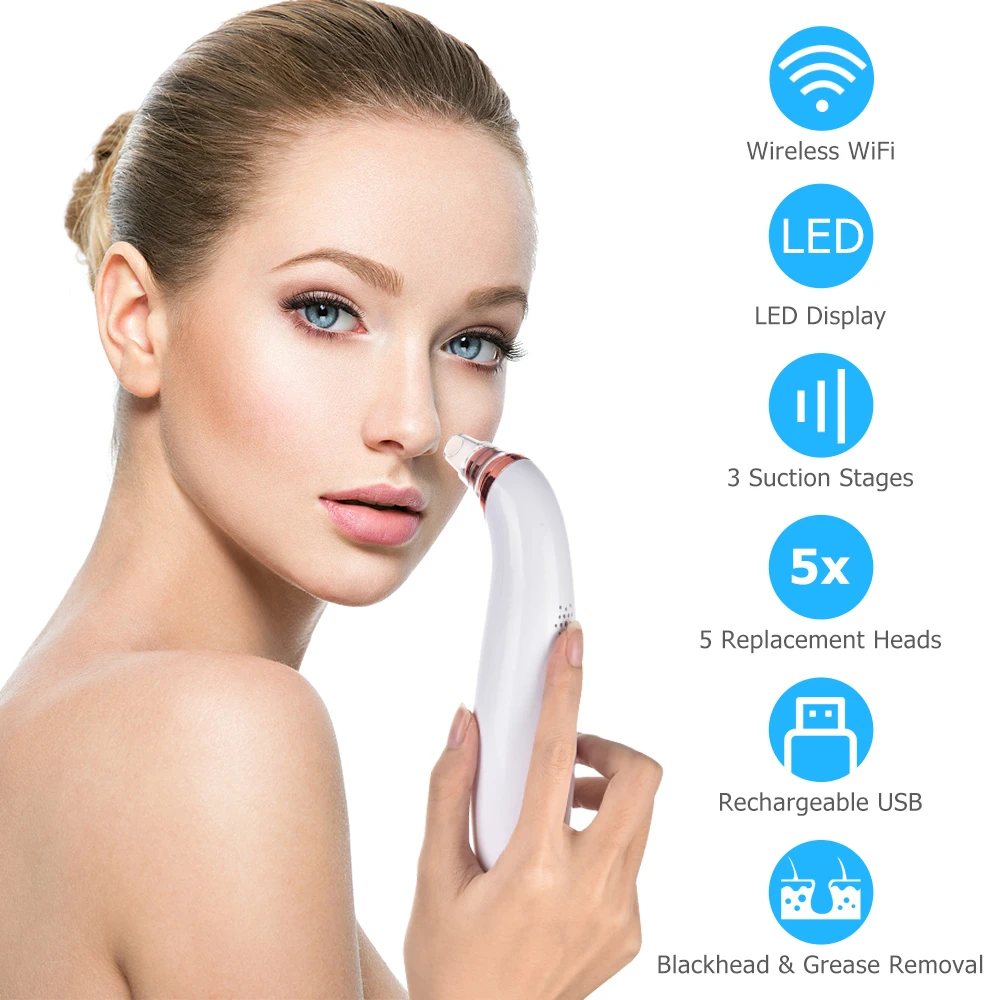 2020 New Wireless Visual Whitehead Bestope Suction Set Nose Device Blackhead Remover Vacuum With Camera Wifi