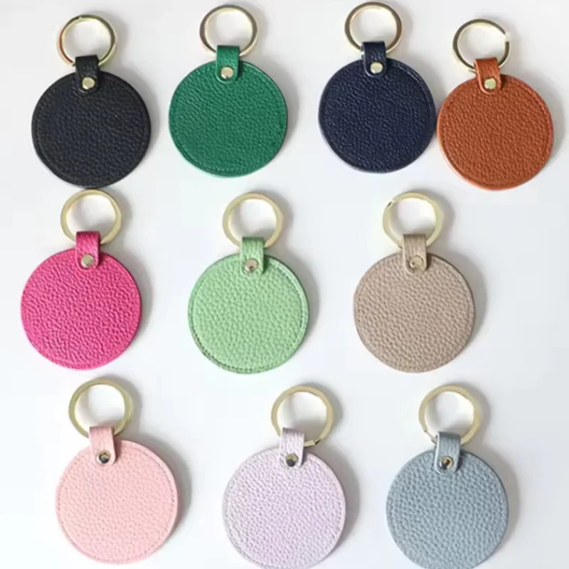 Custom Litchi Leather Keychain with Silk Screen Printing Gift for Keys Personalized Logo