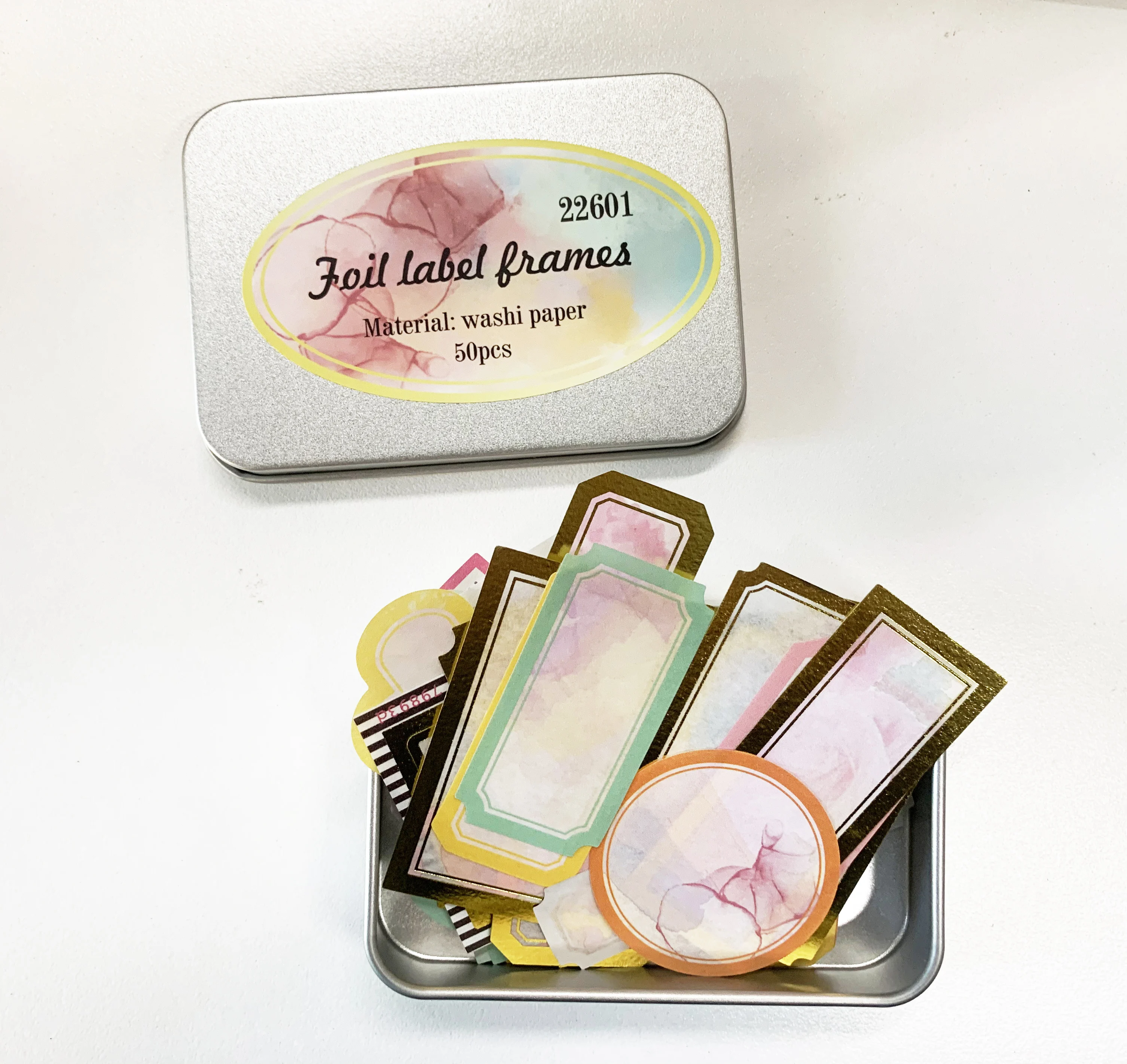 50 pcs pack vintage gold foil washi stickers for  decorative journal scrapbooking stickers