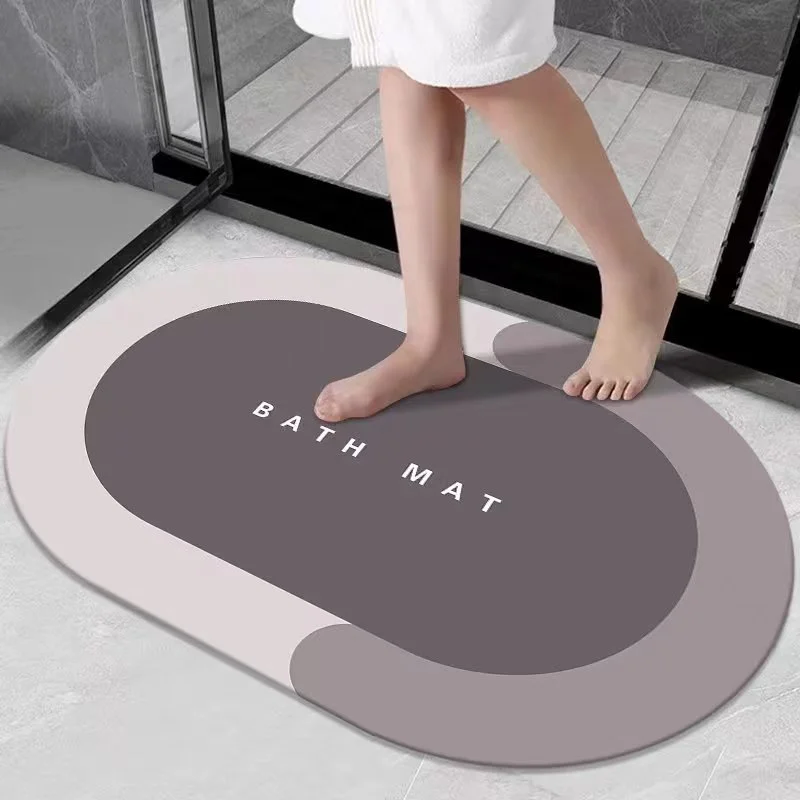 Diatomaceous Earth Bath mat Rubber Non Slip Shower mat Quick Dry Super Absorbent Bathtub mat  Bathroom Floor Door Oval 40x60cm