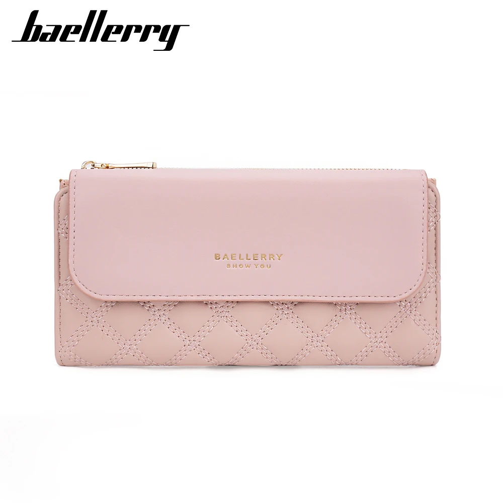 Baellerry  Women Purse ID Card Holder Large Capacity Billeteras Travel Elegant Buckle Zipper Ladies Wallet