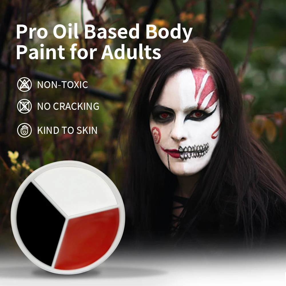 Custom design halloween three color effect  oil human face painting plate stage makeup special effects makeup