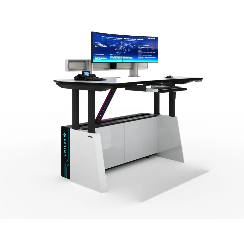High-End Network Operation Security Command Center Monitoring Console Desk Furniture For Office Use Employee Workstations