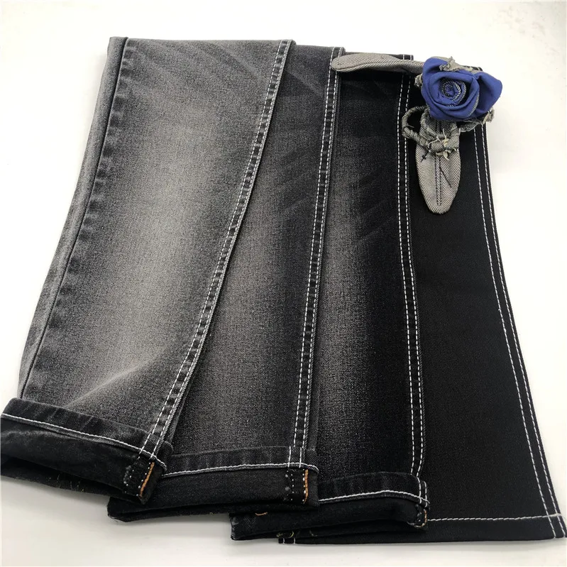 9.3oz black color with black ground cotton polyester spandex denim fabric