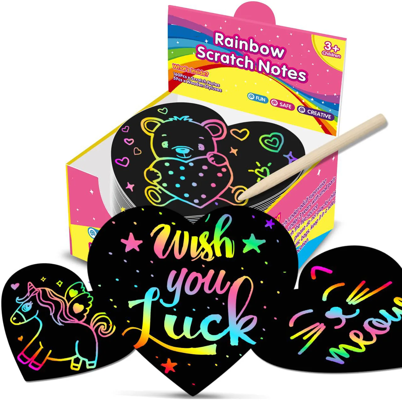 Cool Stuff for Girls & Boys, and Fun Office Supplies,Rainbow Holographic Scratch Art Paper Mini Notes - Unique Gifts Idea