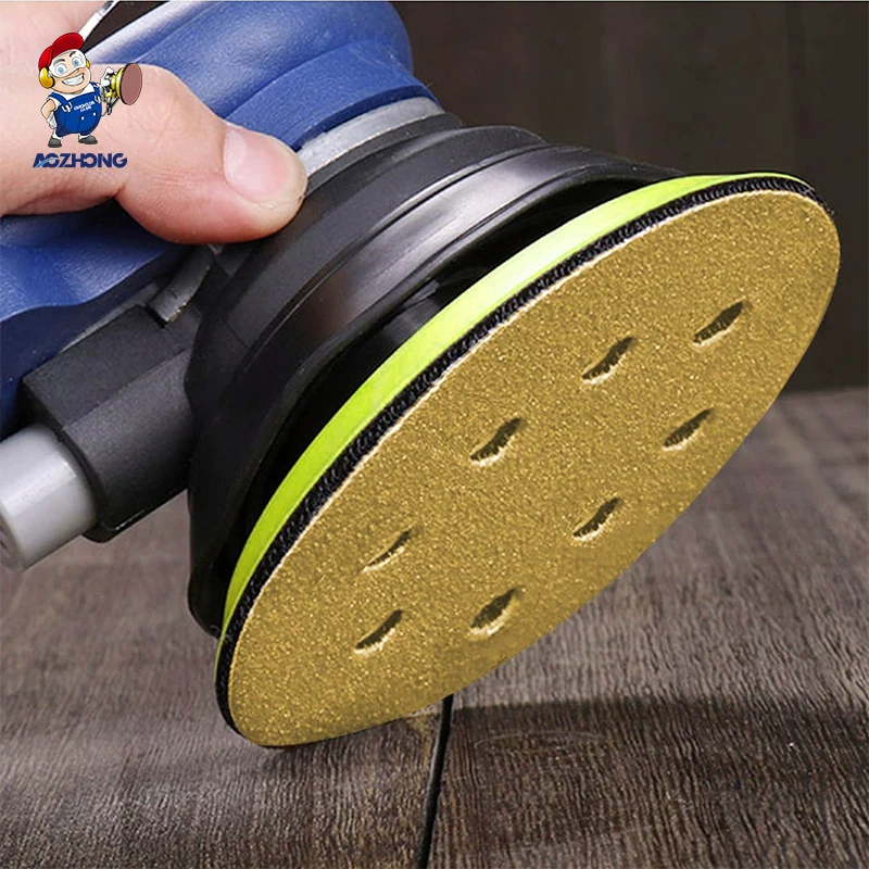 Yellow Silicon Carbide Abrasive Sand Paper Discs 5 inch Sanding Pad Disc for Furniture Polishing