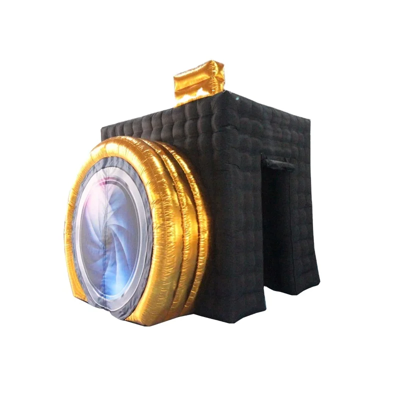 Customized Black LED Light Portable Camera Shape Inflatable Photo Booth for Wedding Party Decoration