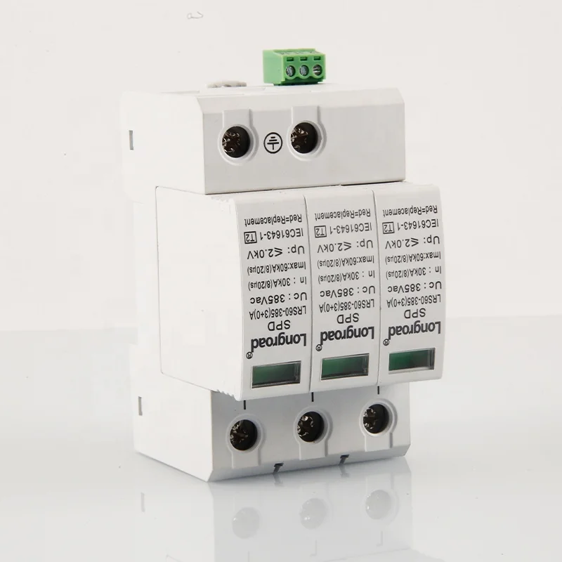 Three Phase Spd Protector Surge Power Arrester Lightning For House