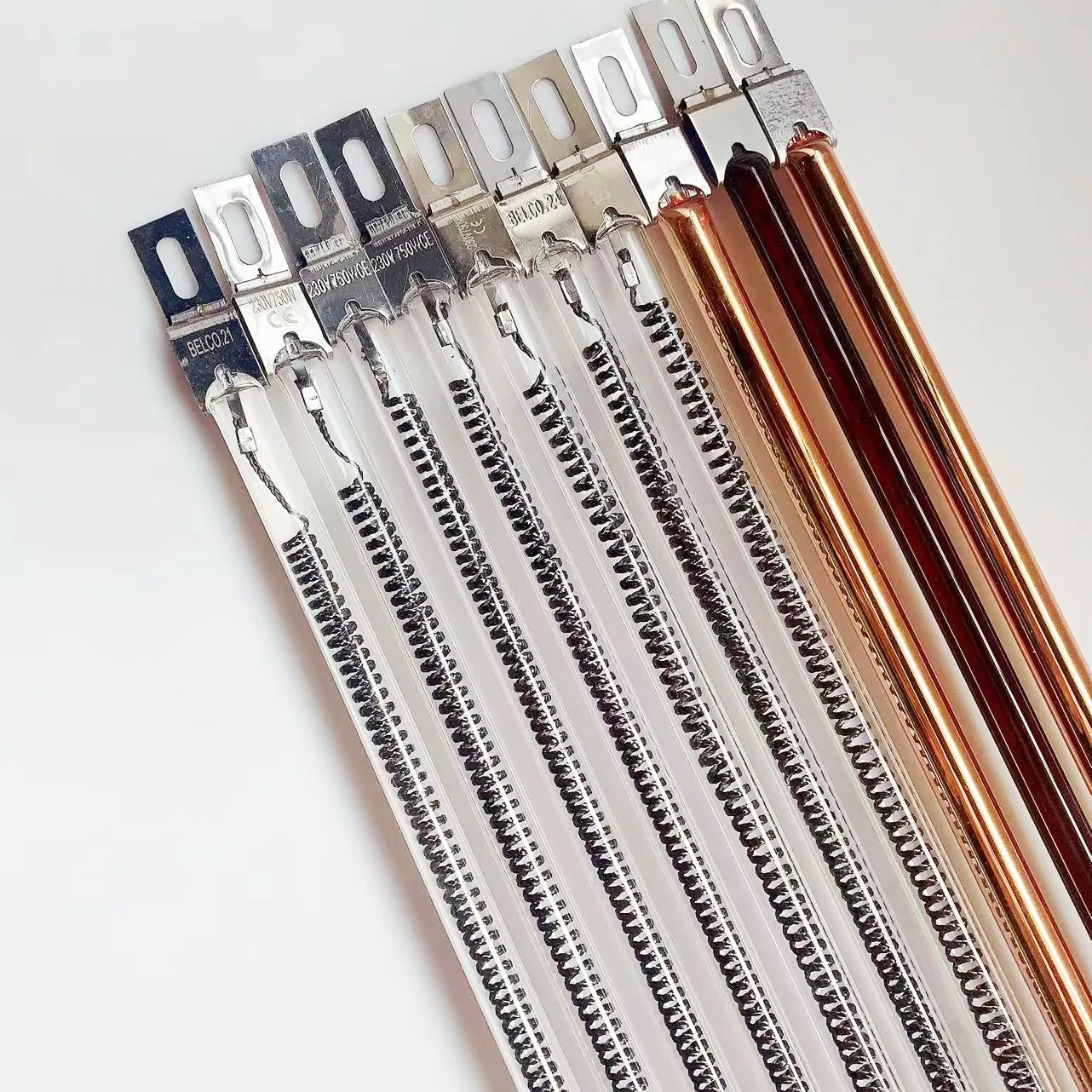 Customized 230v 750w carbon fiber X metal clip medium wave ir heat lamp for printer drying