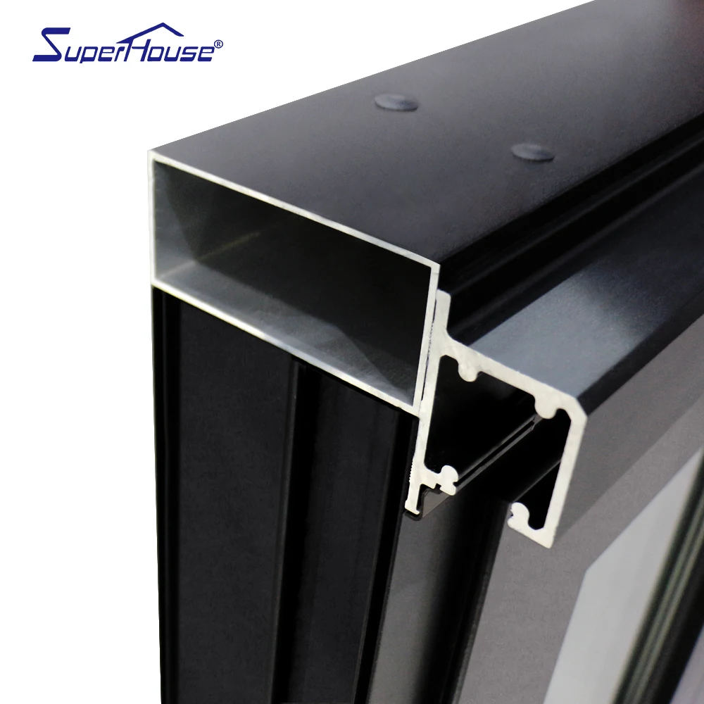 Дешевое закаленное стекло Горизонтальное складное окно патио алюминиевое двойное