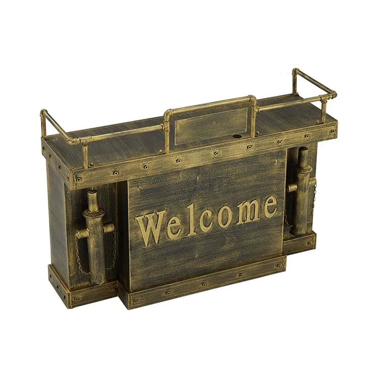 American industry retro old wrought iron cashier counter bar bar clothing store front desk Barbershop reception desk
