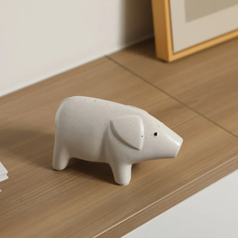 Wholesale Nordic Creative Ceramic Modern Crafts Animal Figurines Lovely Home Decoration Accessories Pig Ornament