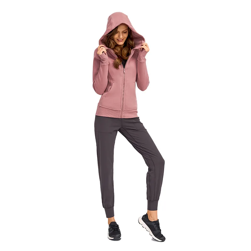 free shipping items zip up drawstring gym sports fitness casual jacket pink winter zip hoody