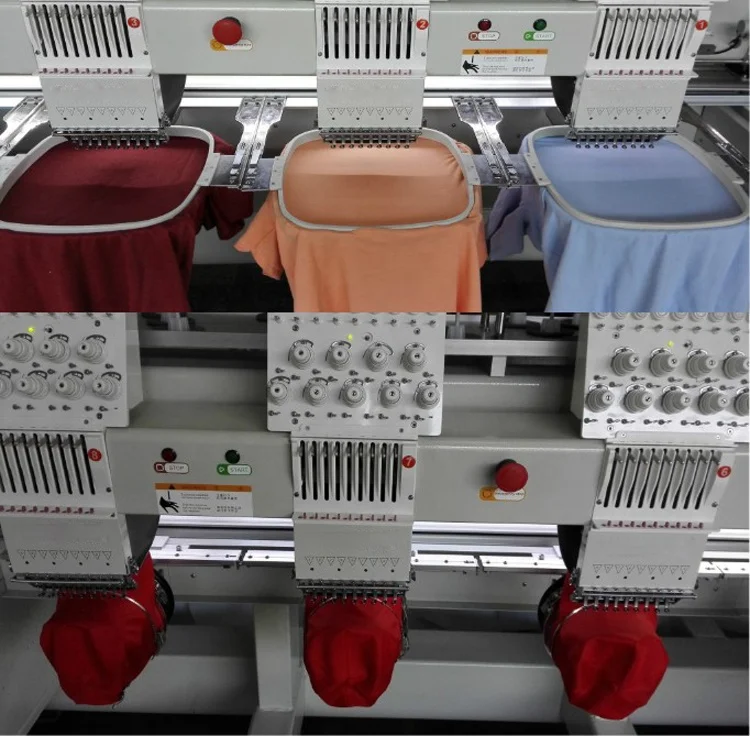 2019 New Design 6 Head High Performance Cap Embroidery Machine 12 Needles Flat Sewing Machine
