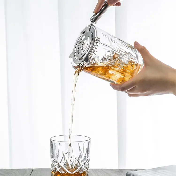 Diamond Thick Sturdy Glass Cut Cocktail Mixing Glass Beaker for Bar Mixing Set