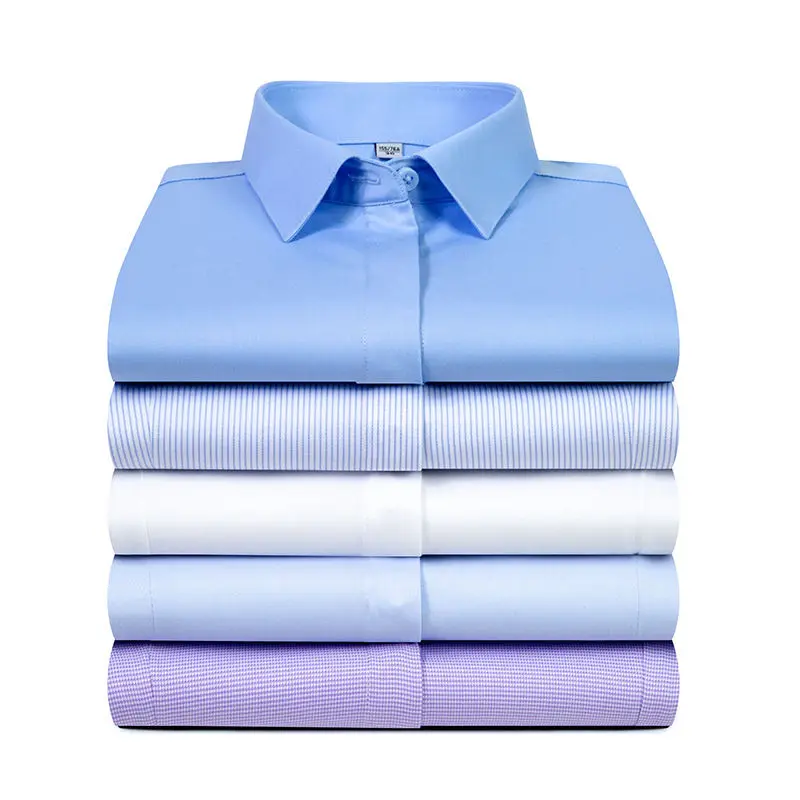 Bulk Wholesale men dress shirts manufacturers uniform shirts mens long sleeve Business Formal Dress Shirts solid color dyed