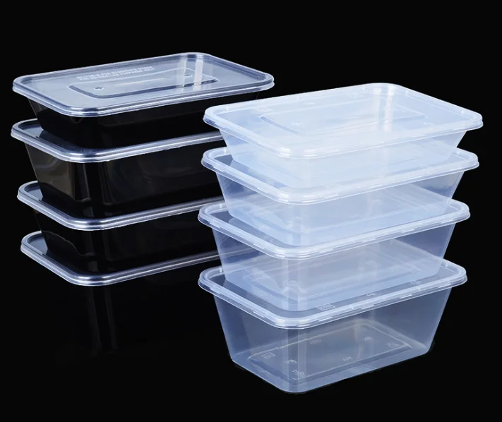 Hot Selling 1000ml Clear Rectangular Disposable Plastic Food Container, PP Microwaveable Food Lunch Box