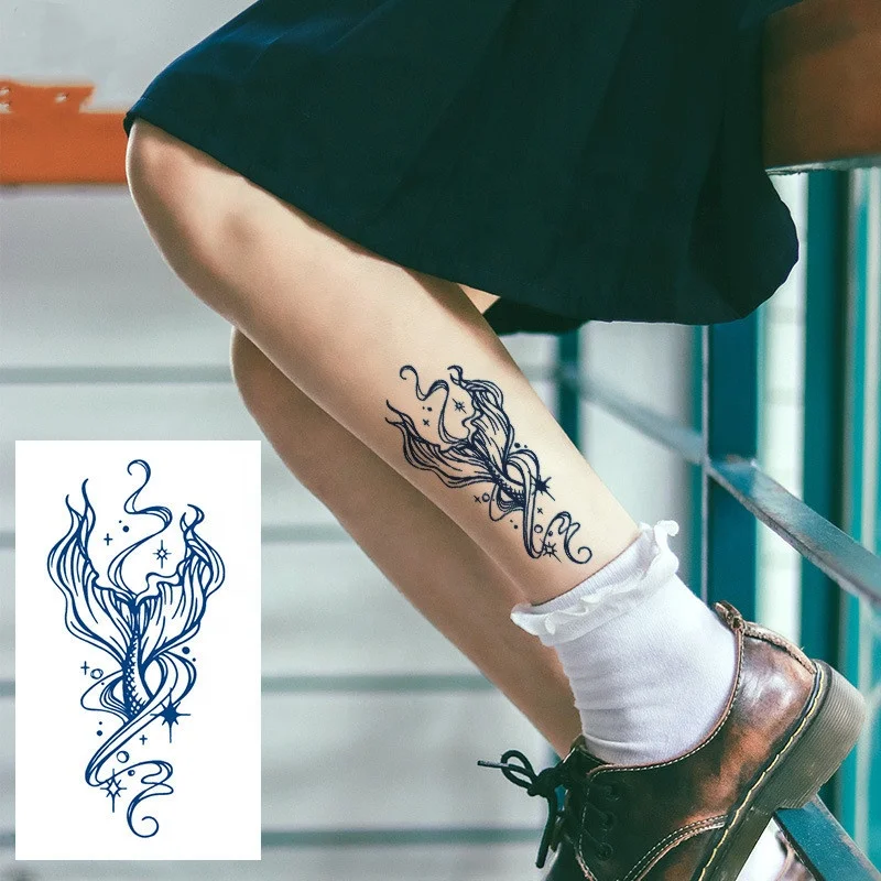 15 days lasting herbal juice temporary waterproof letters flower butterfly fishtail stickers tattoos popular tattoo sticker