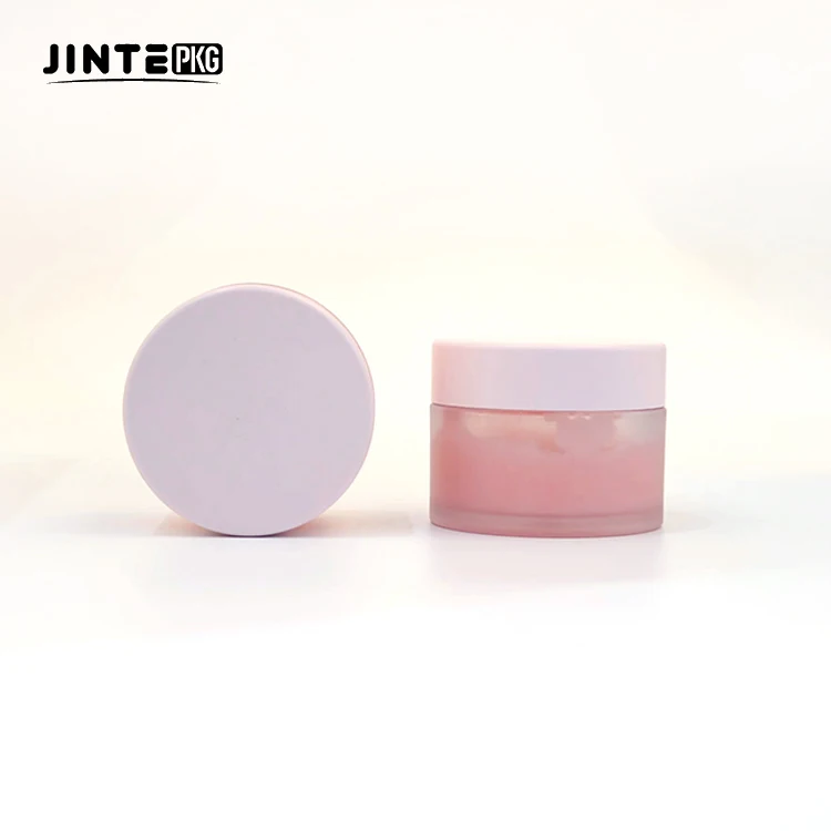 Custom Sweet Empty Lip Balm Lip Scrub Container PETG Small Plastic 5g 10g 15g 30g Frosted Jar with Pink lids