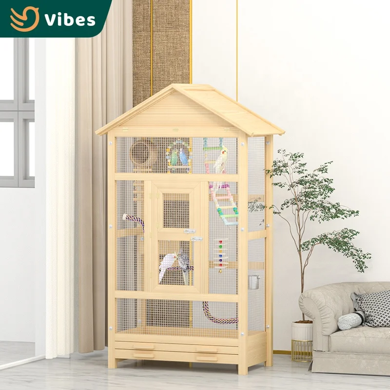 Beautiful Designs Wooden Garden Bird Cage Large Size Hand Made Wooden Cage For Parrot