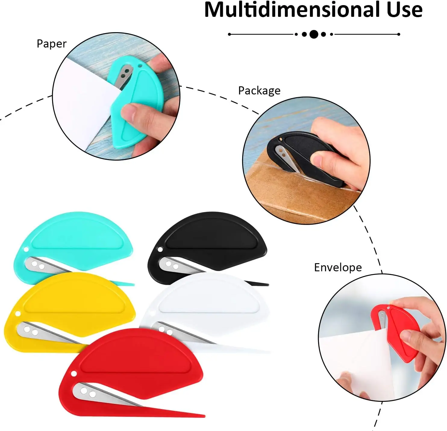 Custom Logo Letter Opener Envelope Slitter Mail Opener Plastic Razor Blade Paper Knife for Envelope Package Paper Box and Mail