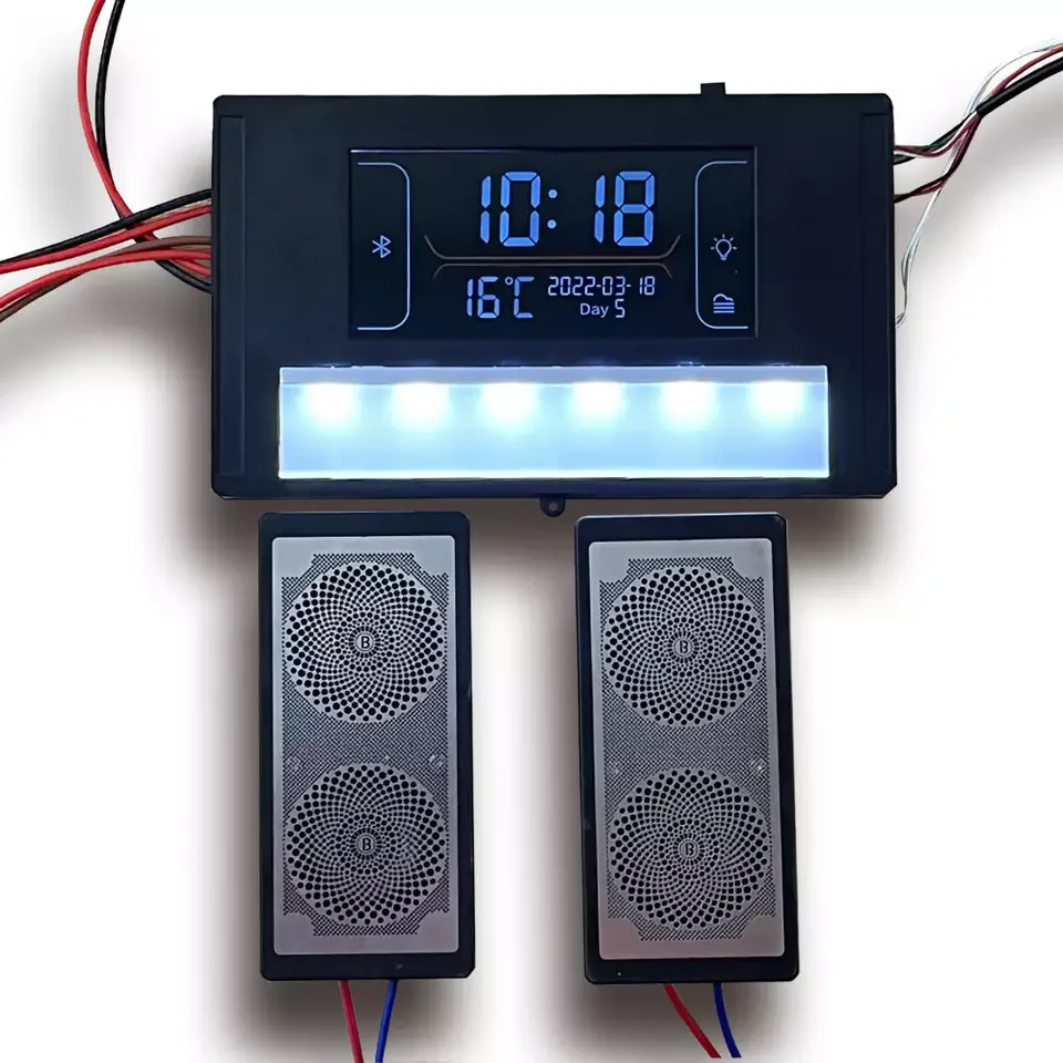 12V 36W 48W 60W Speaker Defogger Time And Temperature Display Mirror 6 Key Gang Three Color Touch Switch With USB Socket