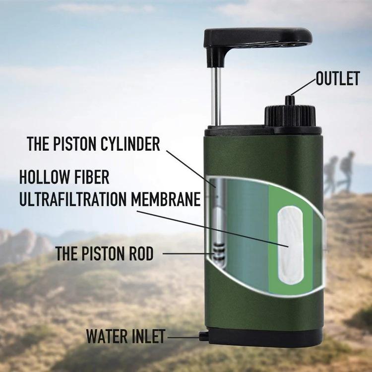Diercon Mini Water Filtration System Light Weight and Hand Pump Water Filter Personal Portable Water Filter (TW01)