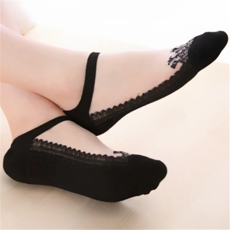 Wholesale Fashion Sring Summer Girl  Lace Socks Cute Crystal Silk  Ankle Socks Women Transparent Socks