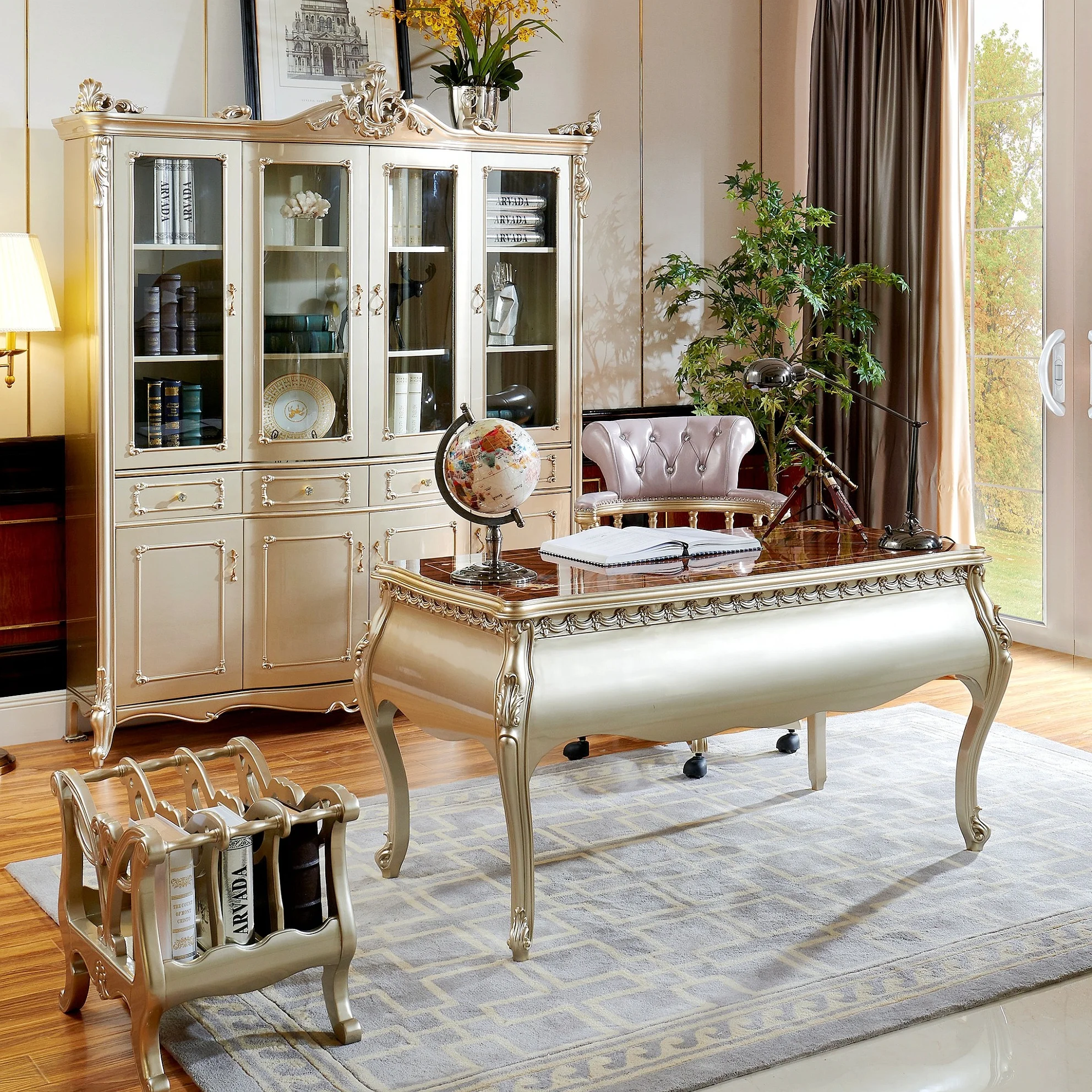 French style new classic furniture manager executive chair wooden office desk