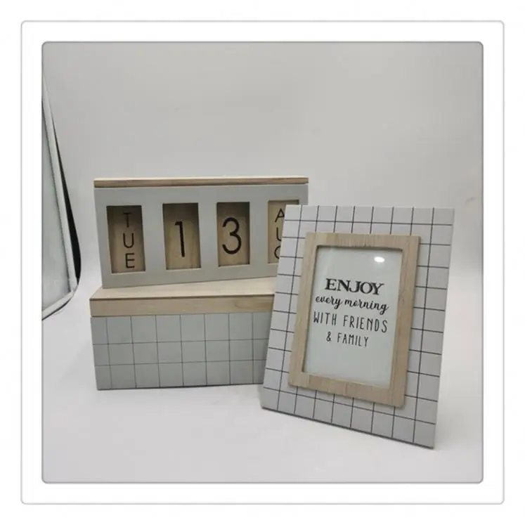 
Perpetual personalised custom 26.5*4.5*13 nature grey black desk wooden calendar for blocks 