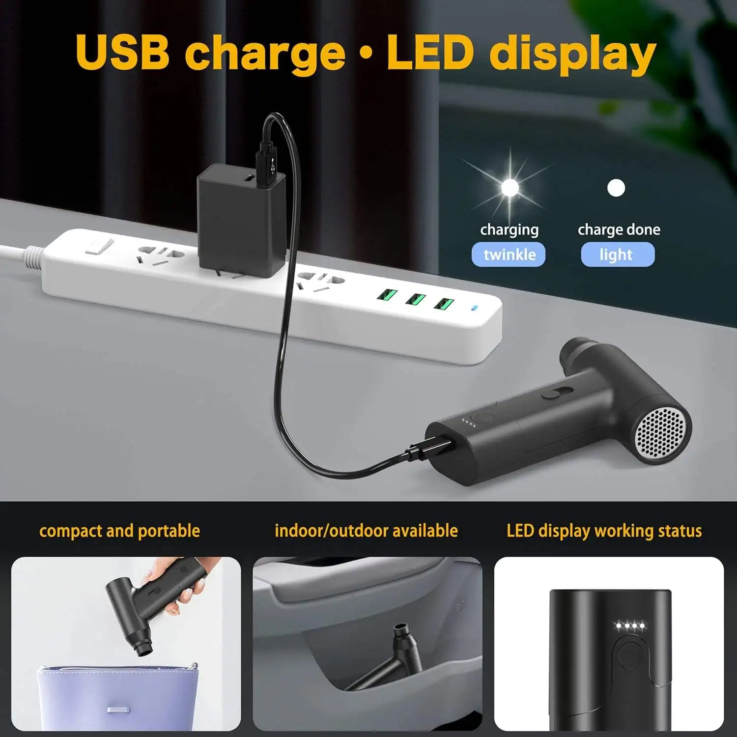 2-in-1 Turbo Jet Fan High-Speed Brushless Portable Battery Powered Air Duster Vacuum Cleaner for Car Outdoor Garage Use