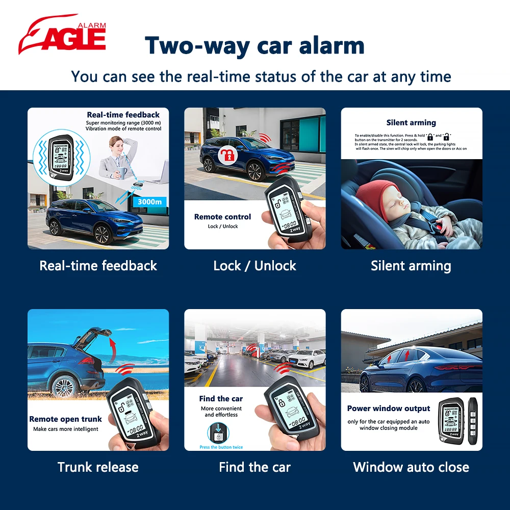 wholesale universal smart key lcd two way anti theft engine start stop remote control keyless entry car alarm system with remote