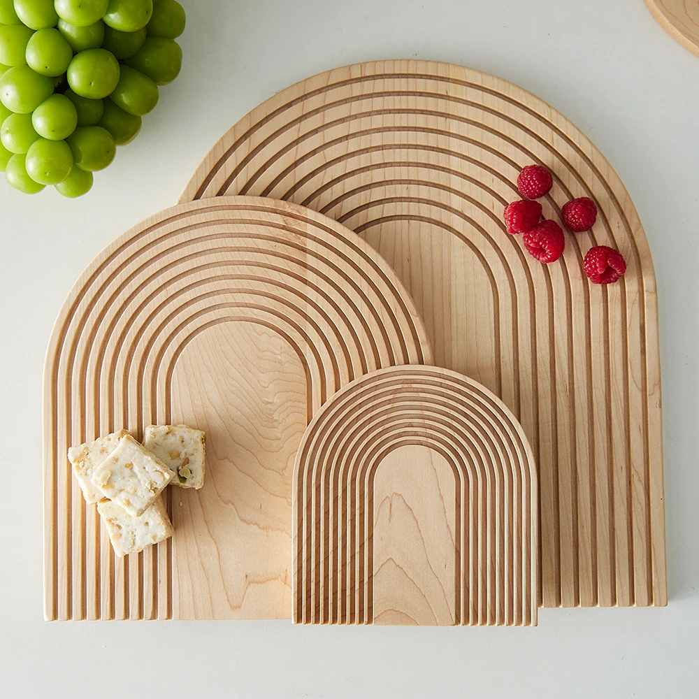 Wholesale Home Decoration Arch Shaped Maple Wood Cutting Serving Board for Charcuterie Cheese Bread