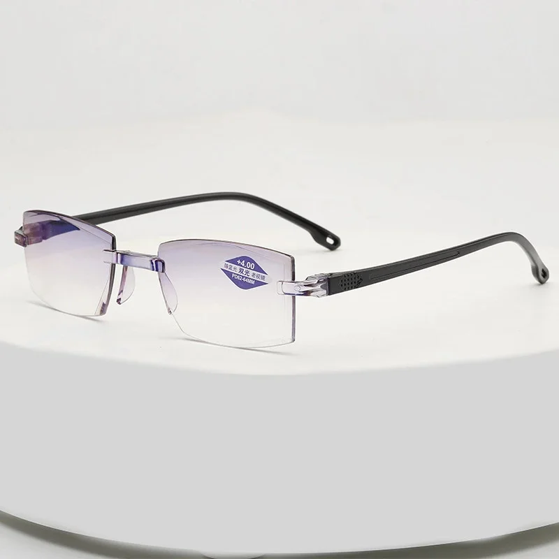 Rimless anti - blue invisible reading glasses, dual - use edge - cut reading glasses