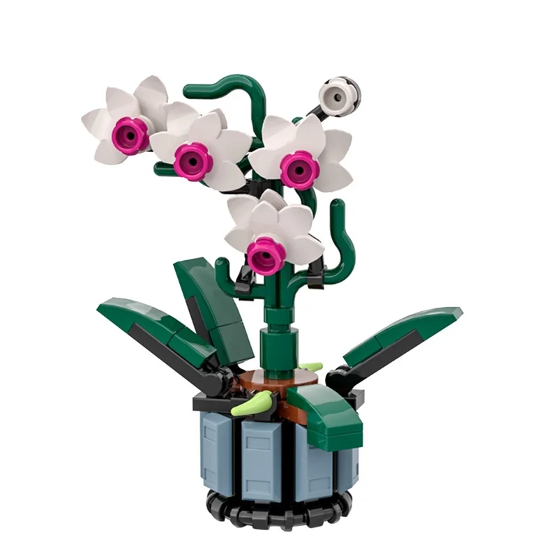 GoldMoc Creative Mini Orchid Flowers Botanical Vase MOC-108866 Micro Orchid Bonsai Plant Decor Building Bricks Set