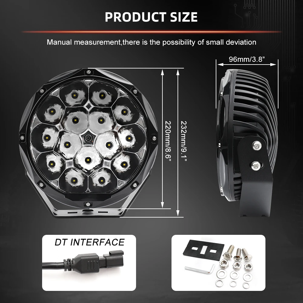 Новая лампа для разработки, точечные светильники для авто, 8,5 дюйма, для морской лодки, 7 дюймов, Светодиодный точечный светильник, Круглый 9 дюймов, светодиодные фары дальнего света для грузовика