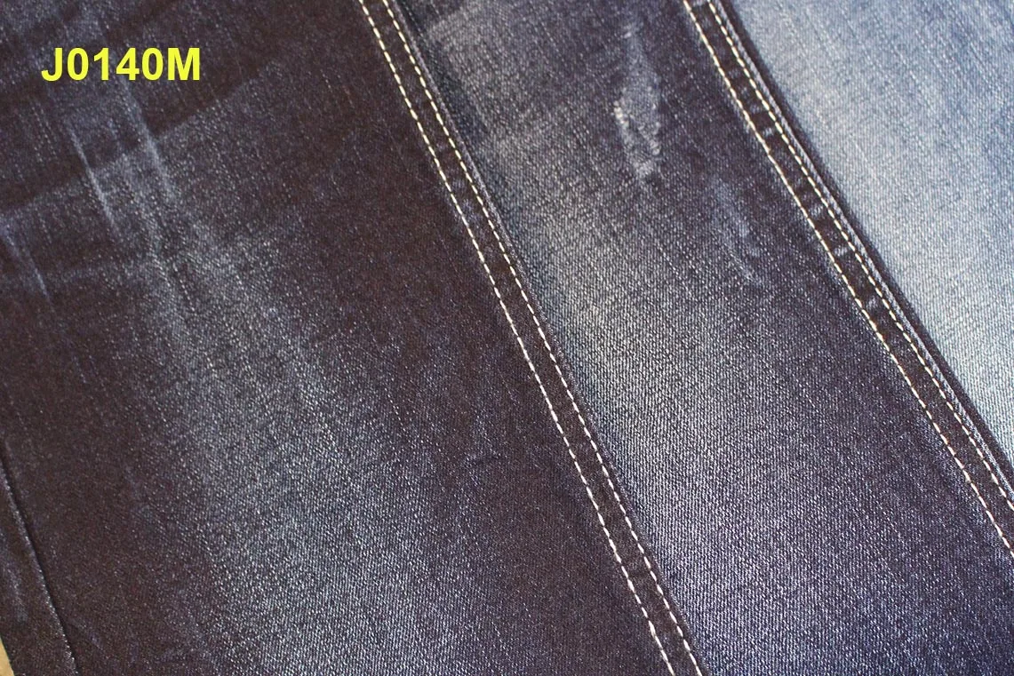160cm width dark blue high power stretch slub denim fabrics for women jeans denim fabric