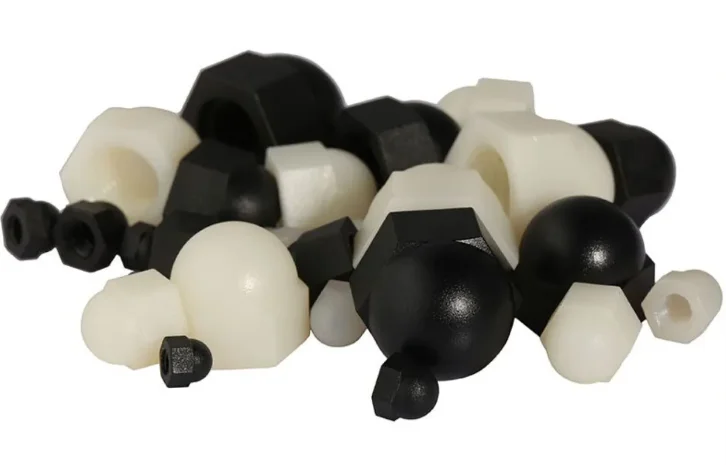 High quality low price nylon material plastic high hexagon dome nut
