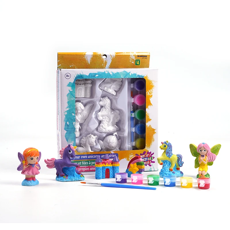 Wholesale interesting coloring material child educational diy drawing toy plaster blank art craft cartoon painting kit supplies